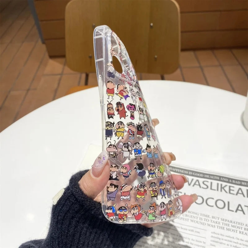 3D Comic Cute Campus Daily Learning Crayon Shin-chan Holder Cartoon Phone Case For iPhone