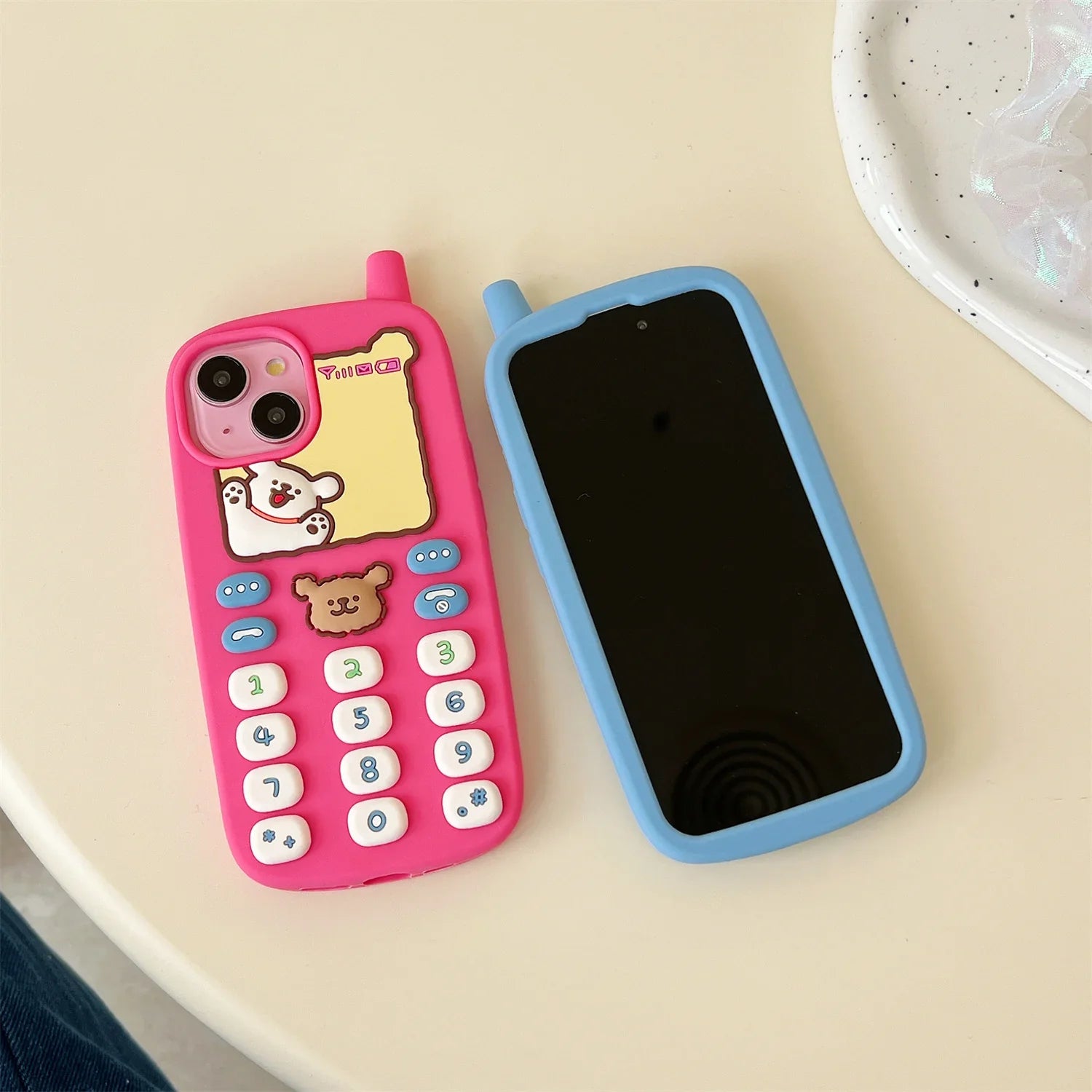 3D Cartoon Cute Bear Antenna Mobile Phone Case